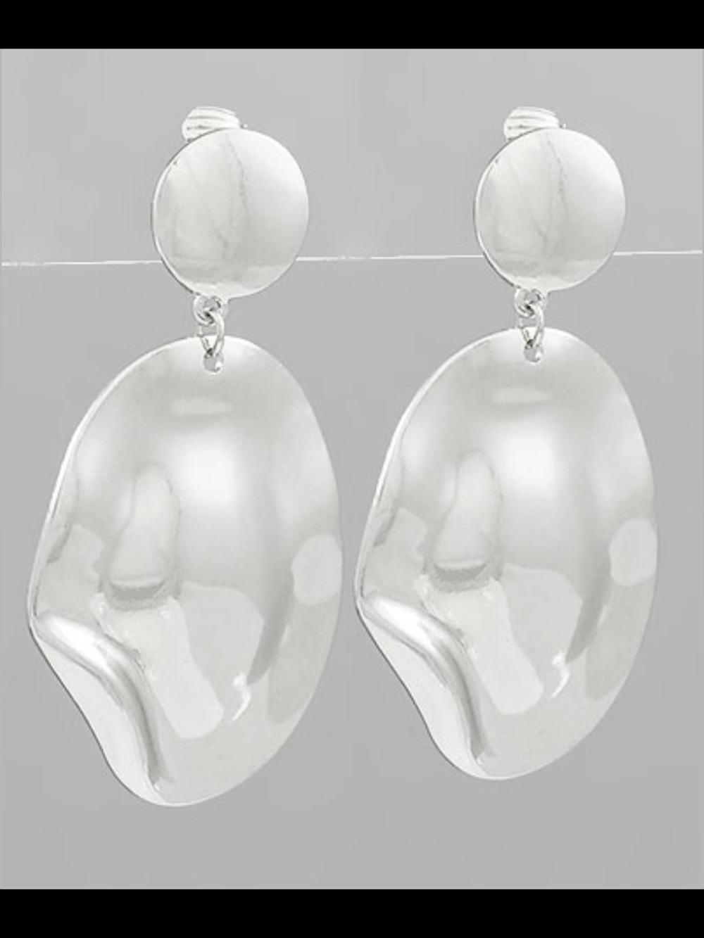 Silver Organic Drop Dangle Clip-On Earrings - Women Jewelry
